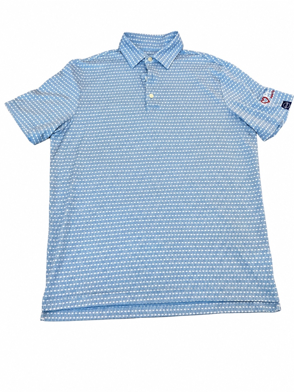 Light Blue Jack Golf Short-Sleeve Polo with Subtle Geometric Print Size Large